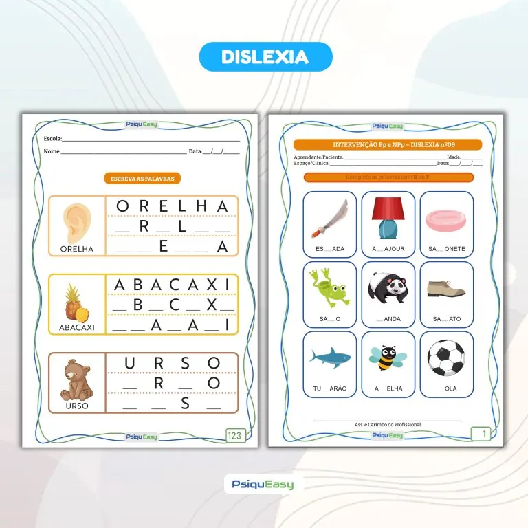 Exemplo de atividade para dislexia: completar palavras
