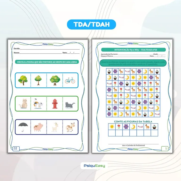 Exemplo de atividade para TDAH: encontrar e contar figuras